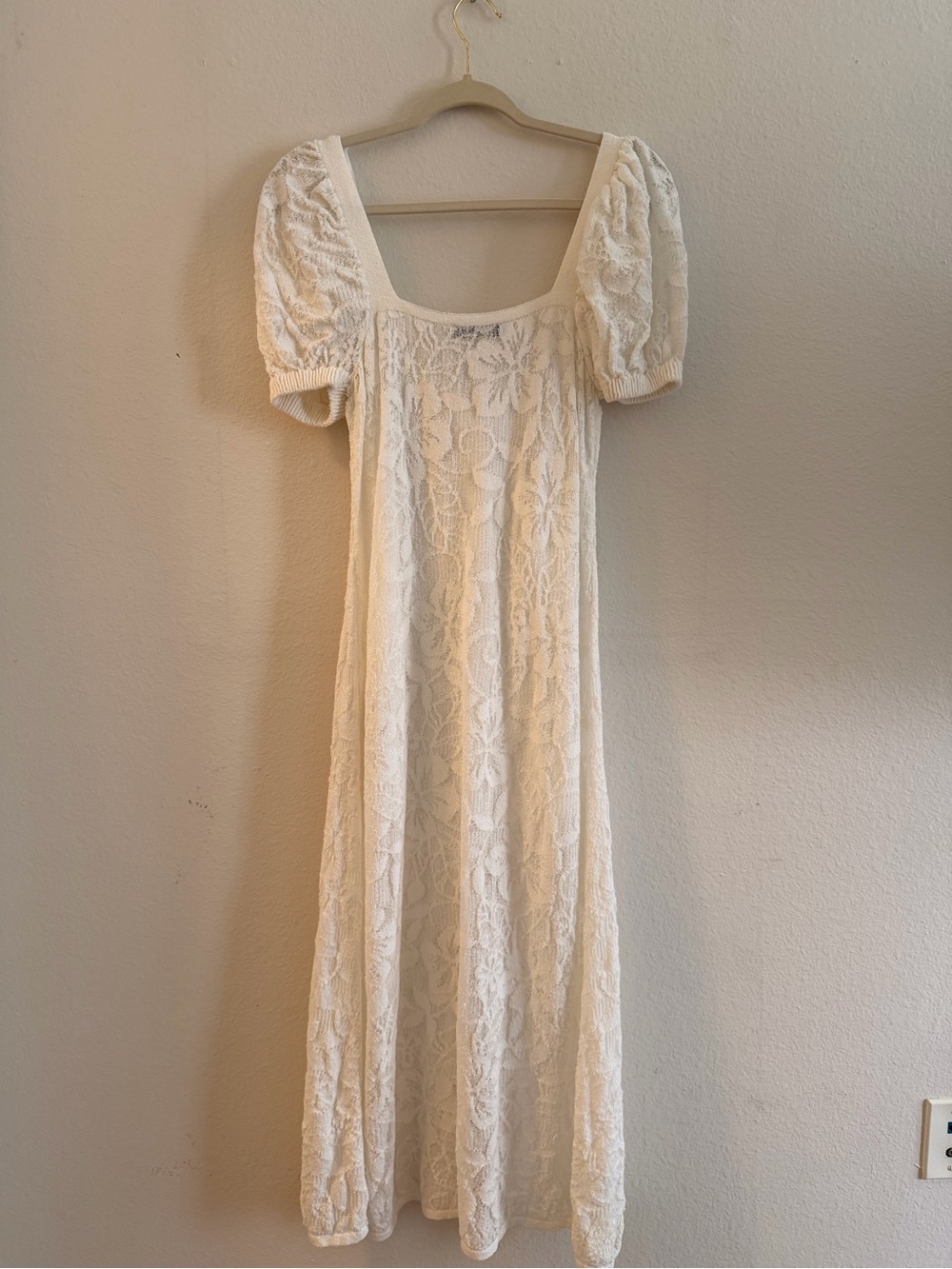 Zara Cream Lace Button-Front Midi Dress, Size Medium - Picture 7 of 7
